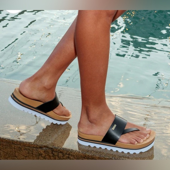Reef Shoes - Reef Cushion Sol Hi Sandals Women's 11 Black Platform Flip Flops Toe Post Cork